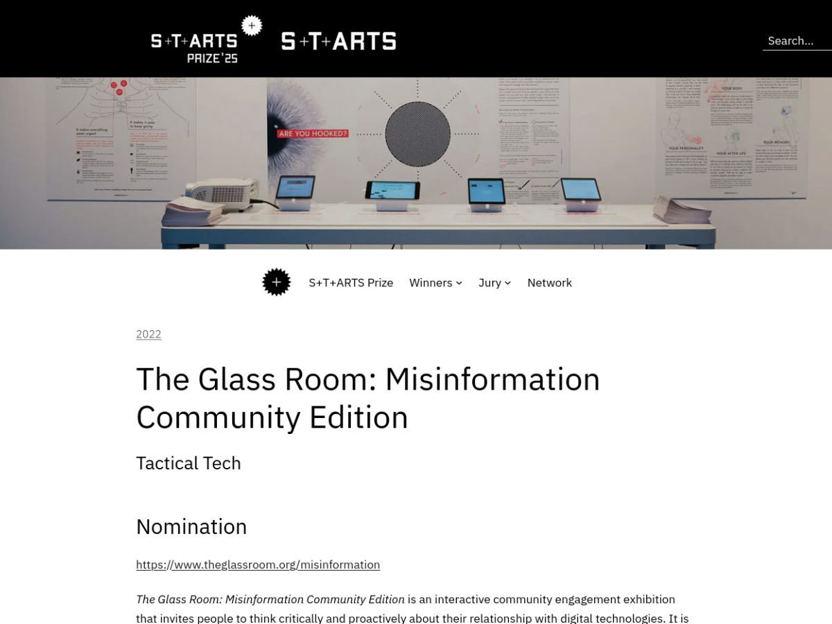 Screenshot STArts Prize website